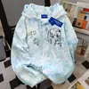 Moletom com Capuz Tie-Dye Rosa Estilo Street Americano Coreano para Mulheres Outono e Inverno Nicho Estiloso Design de Estudante Top