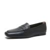Zapatos de Mujer de Piel Genuina, Nuevos Mocasines, Punta Cuadrada, Suela Suave, Piel Suave, Negros, Versátiles, Suela Plana, Zapatos de Trabajo para el Trayecto, Zapatos de Mujer