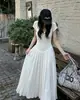 Chic Coreano Verano Nueva Llegada Estilo INS Sentido del Diseño Vestido de Punto Plegado para Mujer Falda Larga Adelgazante