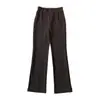 Pantalones acampanados cropped de cintura alta nuevos para otoño para mujer, con diseño de pliegues verticales elásticos compuestos de doble capa para alargar las piernas