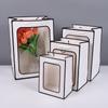 Bolso de Mano con Ventana para Día de la Mujer Cartón Blanco Ventana Bolsa de Regalo Transparente Día de San Valentín 520 Empaque de Flores Bolsa de Regalo