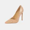 Novos saltos altos stiletto de bico fino, sapatos de performance europeus e americanos para boate, fornecidos pelo fabricante, disponíveis em tamanhos grandes 35-46