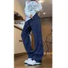 Pantalones Grises Rasgados Pantalones Scimitar Estilo Americano Otoño Color Contrastante Diseño de Pantalones de Chándal Pesados Pantalones Rectos Sueltos