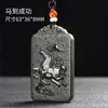 Jade Hetian de Xinjiang Torre Zafiro Verde Material Fino Cuatro Brazos Guanyin Colgante de Paisaje Marca de Jade para Hombres y Mujeres Colgante de Jade