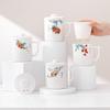 Taza de Té de Cerámica de Porcelana Jade Grasa de Sebo, Taza Personal de Oficina con Tapa, Taza de Té con Separación de Agua y Té de Porcelana Blanca