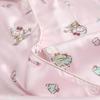 Pijama Fino de Seda Helada para Niñas, Talla Europea de Exportación, Manga Larga y Pantalón Largo, Estampado de Gato de Dibujos Animados Rosa, Ropa de Casa, Estilo Europeo y Americano