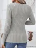 Comércio Exterior Europeu e Americano Amazon Transfronteiriço Outono e Inverno 2026 Blusa de Tricô Feminina Canelada Escovada Tamanho Grande Gola V Manga Longa
