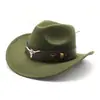 Sombrero Más Vendido de Amazon Estilo Étnico Etiqueta de Vaca Sombrero de Vaquero Occidental Ala Enrollada Sombrero Retro para Montar a Caballo Sombrero de Fieltro de Lana