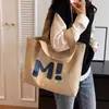 Bolsa de Lona Feminina Grande Capacidade Durável Sacola de Supermercado Simples Versátil 2026 Nova Bolsa Tote de Ombro Único e de Mão