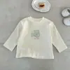 Camiseta Masculina 2026 Primavera Novo Estilo Desenho Animado Coreano Estampa Top para Bebês Meninos, Camiseta Básica Manga Longa Infantil Classe A