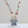 Jarrón Retro Europeo Fenton Vidriera Florero Contenedor para Arreglo Floral Hidropónico de Escritorio Decoración de Mueble de TV Entrada