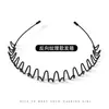 Diadema de Alambre de Metal Negro de Estilo Sencillo y Moderno con Dientes Largos y Diseño Ondulado para Hombres y Mujeres, Directo del Fabricante