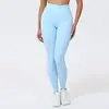 Novas Calças de Yoga Europeias e Americanas Transfronteiriças Cintura Alta Levanta Bumbum Calças de Corrida Fitness Sem Marcas Embaraçosas Sensação de Pele Nua Roupa Esportiva de Yoga para Mulheres