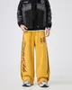 Calça casual listrada com estampa de leopardo estilo de rua americano para homens e mulheres, calça longa solta para dança jazz e esportes, calça de moletom de perna larga para dança