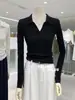 Elegante Tejido de Punto Estilo Francés para Mujer, Nueva Moda de Primavera, Diseño Elegante, Top Interior de Manga Larga Ajustado