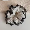 Goma para el pelo de encaje negro estilo francés para mujer, Diadema floral de alta gama, Accesorio elástico para el cabello