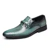 Nuevos Zapatos de Cuero Formales de Negocios para Hombre Primavera y Otoño Zapatos de Cuero de Vacuno Brillantes de Moda Zapatos de Cuero con Patrón de Cocodrilo para Hombre