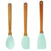 Utensilios de cocina de silicona de tres piezas con mango de madera, espátula de silicona para uso doméstico, espátula de silicona más densa para raspar crema para hornear, espátula de silicona resistente a la temperatura