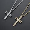 Colar de cruz de prego estrangeiro cruz de prego hip hop rap europeu e americano cobre cravejado zircônia cruzada personalidade masculina e feminina transfronteiriça