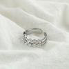 Anel Metálico Cravejado de Diamantes Linha Onda da Moda Camada Dupla Estilo Europeu e Americano Estilo Frio Sofisticado Simples Anel de Dedo