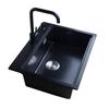 [Envío Directo] Fregadero de Piedra de Cuarzo de una Sola Cubeta de Granito Negro Lavabo de una Pieza para Cocina Bg6849