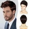 Peruca masculina TEMU/SHEIN, peruca curta, mistura de cabelo dourado e fofo, peruca de fibra química de seda de alta temperatura para homens, acessório de cabeça