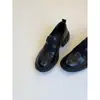 Versão em Pele de Ovelha~Mocassins de Velcro com Solado Grosso Estilo Britânico para Mulheres, Couro Genuíno, Confortáveis, Salto Grosso, Sapatos de Couro Silenciosos