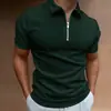 Roupas Masculinas de Comércio Exterior Europeu e Americano, Polo Masculino de Zíper com Estampa 3D de Cor Sólida Mais Vendido da Amazon