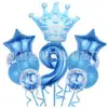 Set de Globos Digitales de Corona Transfronterizos en Varias Formas para Decoración Temática de Fiesta de Primer Cumpleaños Infantil Globos de Papel de Aluminio