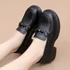 Novos mocassins de sola grossa para mulheres, couro genuíno, sola macia, bico redondo, estilo slip-on, sapatos de trabalho confortáveis, versáteis para todas as estações