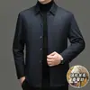 Chaqueta casual de algodón para otoño e invierno para hombres de mediana edad y mayores, con forro de lana y seda de morera, ligera y cálida, adecuada para papás