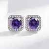 Pendientes Cuadrados Geométricos de Diamante de Alto Carbono de Dos Quilates Flash Europeos y Americanos Transfronterizos para Mujer Pendientes de Circonita de Moda de Lujo Ligero
