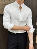 Tecido seersucker primavera e verão fino camisa masculina de manga comprida nova gola casual chinesa base masculina camisa popular online