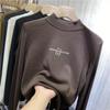 Camiseta de baixo para crianças de veludo dupla face de inverno outono e inverno nova para crianças médias e grandes com gola alta top quente camiseta moda infantil