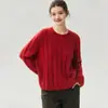 Otoño e Invierno Tejido de Cachemir y Seda Engrosado Suéter de Punto Trenzado de Terciopelo para Mujer Hilo Melange Retro Suelto Estilo Perezoso