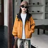 Chamarra con capucha reversible estilo coreano para primavera y otoño 2026 para niñas, adecuada para niños mayores y niñas jóvenes, top infantil para otoño