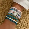 Pulsera Bohemia de Perlas de Imitación y Cuentas de Arroz con Concha Ccb Cuentas Elásticas Trenzadas Set de 17 Piezas