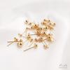 Brincos de pino de bola de cor dourada 14K com argola pendente, pino de conta com argola, material para brincos de joias artesanais DIY
