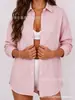 Camisa de Manga Larga Rayada Primera Edición Nueva Amazon Europa América Transfronteriza Comercio Exterior Exportación Botones Largos Unisex Casual de Negocios