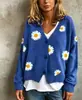 Nuevo Cárdigan de Punto con Bordado de Margarita para Mujer, Estilo Perezoso, Otoño/Invierno 2026 Europeo y Americano, Chaqueta Suéter, Transfronterizo Amazon