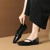 Zapatos Mary Jane de piel de oveja estilo francés vintage para mujer, punta cuadrada poco profunda, tacón bajo plano, versátiles con vestidos, zapatos de moda para mujer de cuero genuino
