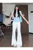 Jeans blancos para mujer, ajustados en la pierna, acampanados, de tiro bajo, nueva colección primavera/verano 2026, corte holgado, versátiles, casuales, ligeramente acampanados, pantalones de largo hasta el suelo