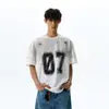Camiseta de Manga Corta Lavada y Desgastada Estilo Retro Vintage Americano de Fábrica Tendencia Canalla Guapo Holgada Versátil Top Deportivo Verano