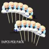 24 palillos de dientes para decoración de tartas, complemento para Superman, Beat Monster, Spider-Man, Sofía, Princesa Aisha, complemento para mesa de postres