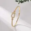 Pulsera con Hebilla de Herradura, Lujo Ligero y de Gama Alta, Llena de Diamantes, Pulsera Exquisita, Estilo Pareja, Celebridad de Internet, Pulsera Versátil y de Moda en Oro Rosa