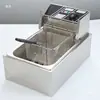 Freidora Eléctrica Comercial de Acero Inoxidable Gran Capacidad Espesada Olla Multifuncional para Freír Puesto Callejero Cilindro Único/Doble Aceite para Freír Papas Fritas