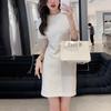 Verão roupa nova feminina chique pequena moda high-end francês emagrecimento irmã real vestido branco socialite elegante