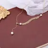 Collar de perlas de trigo para mujer estilo frío ins diseño de nicho sentido de diseño de moda cadena de clavícula con temperamento de celebridad de internet lujo ligero