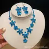 ¡Precioso y deslumbrante! Collar con colgante de flor de circón y gota de agua, cadena para la clavícula estilo corte vintage, joyería de lujo ligero y sensación de alta gama