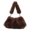 Bolsa de Pelúcia Fofa de Luxo Feminina Outono/Inverno 2026 Casual para Trabalho e Deslocamento Bolsa Transversal Bolsa de Ombro para Viagem
